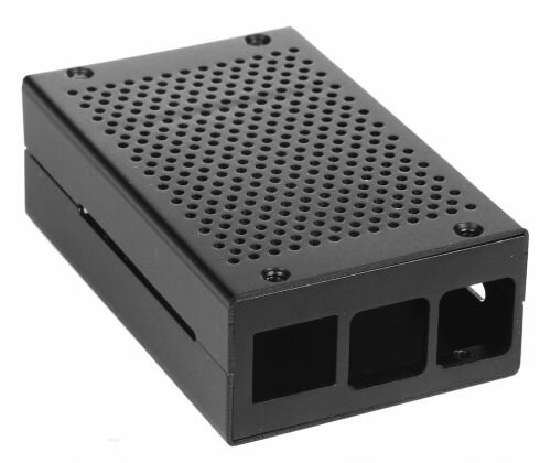 Корпус Qumo RS026 Aluminium Case for Raspberry Pi 4 black перфорированный