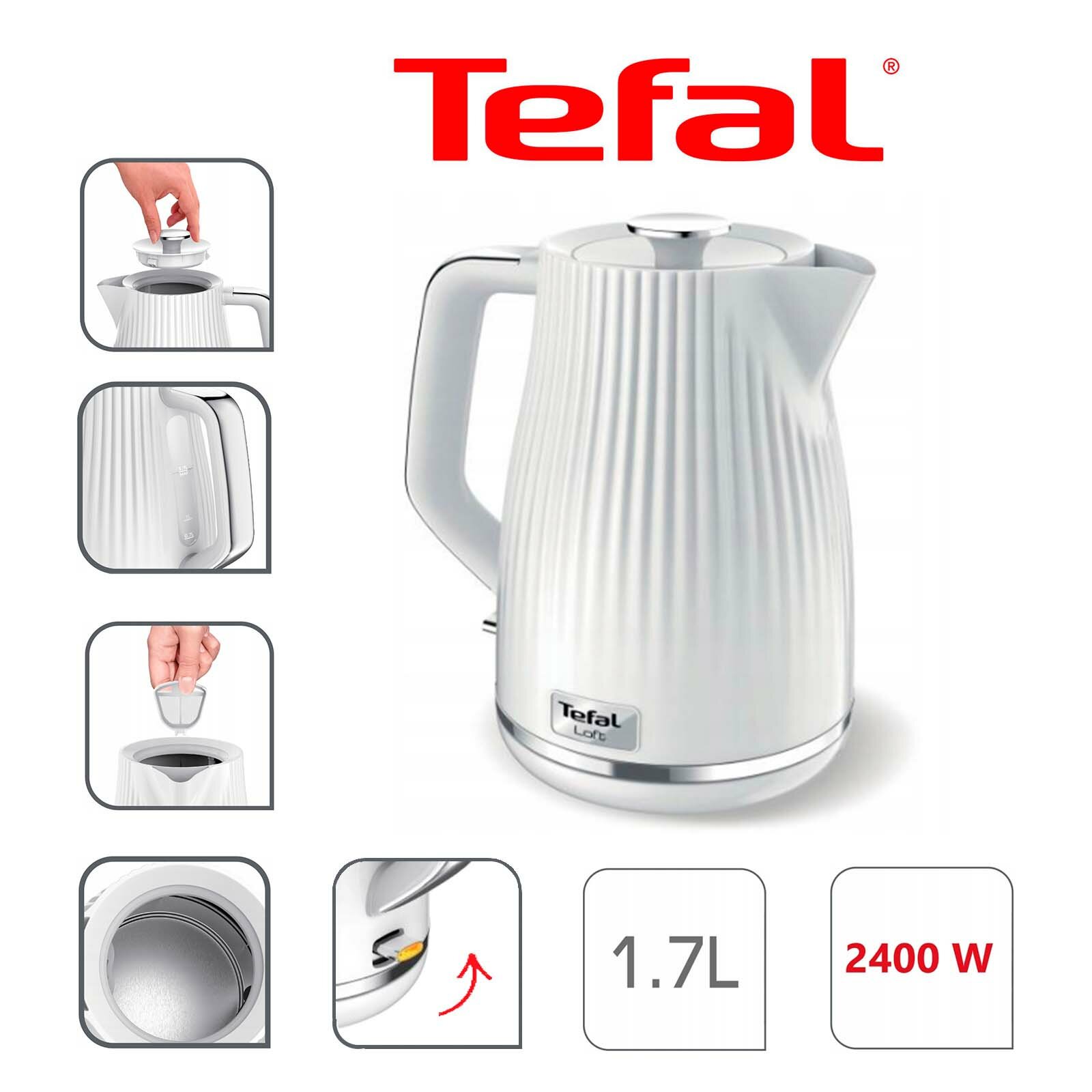 Чайник электрический Tefal Loft 2400W белый