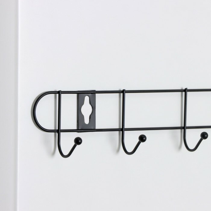 Вешалка настенная на 8 крючков Доляна «Лайт», 43×5×3 см, цвет чёрный - фотография № 3