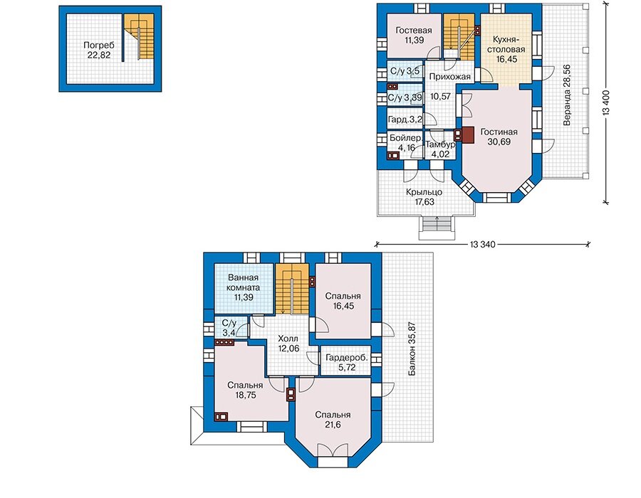 Проект дома Plans-41-14 (229 кв.м, поризованный камень) - фотография № 3