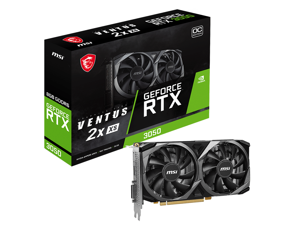 Видеокарта MSI (RTX 3050 VENTUS 2X XS 8G OC) GeForce RTX 3050 8GB VENTUS 2X XS OC