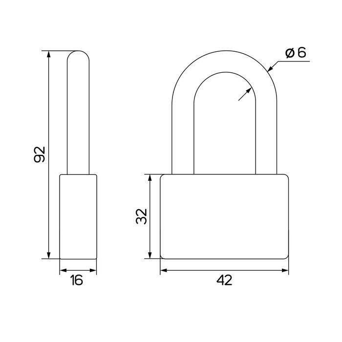 Замок навесной, тип 6, 6х50 мм, длинная дужка - фотография № 3