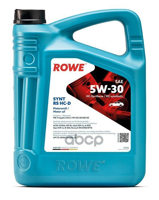 Синтетическое моторное масло ROWE Hightec Synt RS HC-D SAE 5W-30