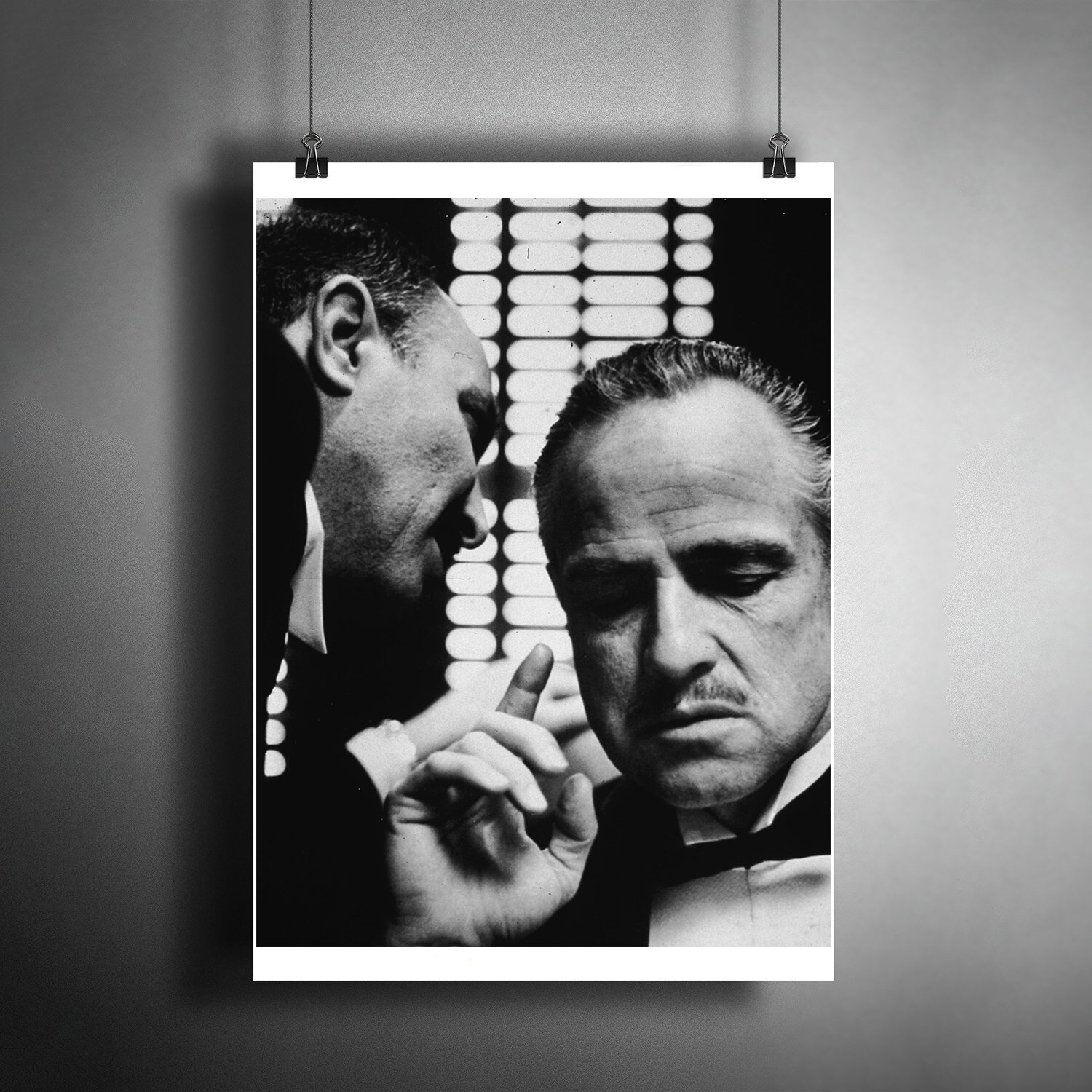 Постер плакат для интерьера Фильм: Крёстный отец. Дон Вито Корлеоне. Актёр Марлон Брандо. The GodFather/ Декор дома офиса комнаты A3 (297 x 420 мм)