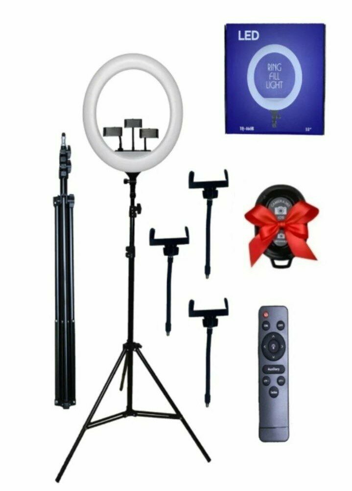 фото Лампа кольцевая светодиодная YQ-460A, диаметр 46 см, с пультом дистанционного управления. Bluetooth-пульт в подарок! Без штатива!!!