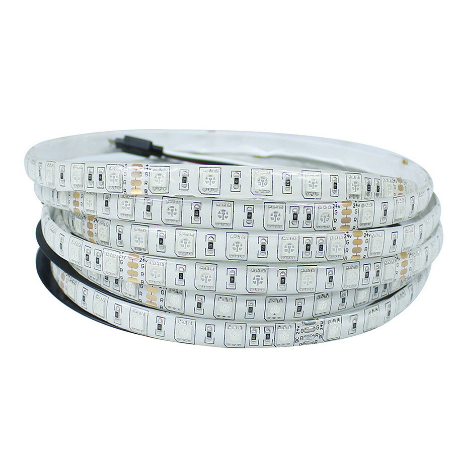 Светодиодная лента RGB: SMD5050-60LED-IP65-24в 5м. - Цвет свечения:RGB - фотография № 1