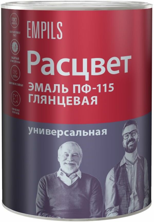 Эмаль алкидная Расцвет ПФ-115 черная 0,9кг - фото №1