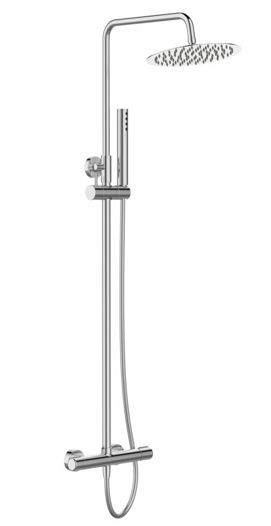 BelBagno Душевая стойка со смесителем для верхнего и ручного душа BelBagno UNO-DOCM-CRM