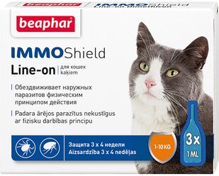 Beaphar Капли для кошек Beaphar IMMO Shield Line-on от паразитов, 3 пипетки, 30 гр