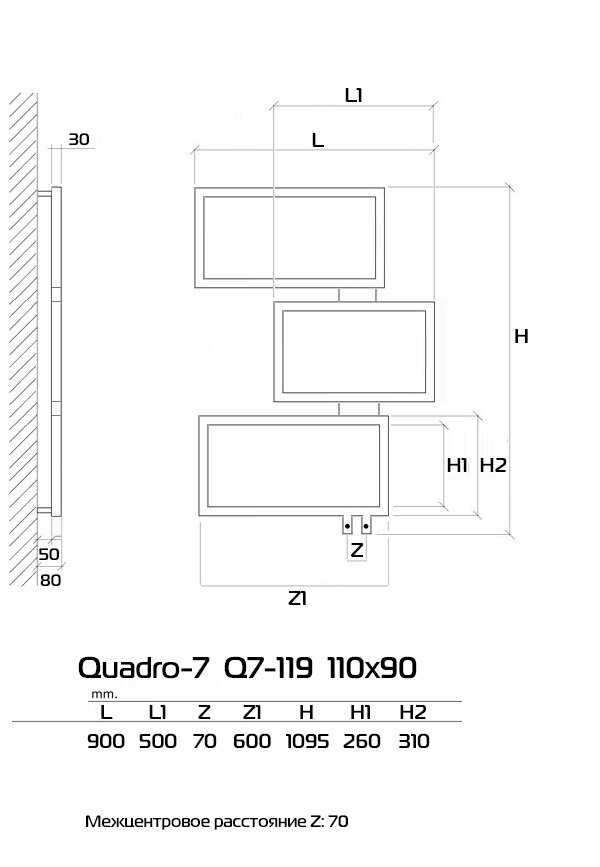 Quadro-7 Q7-119 110x90 (см) Дизайн радиатор Белый - фотография № 6