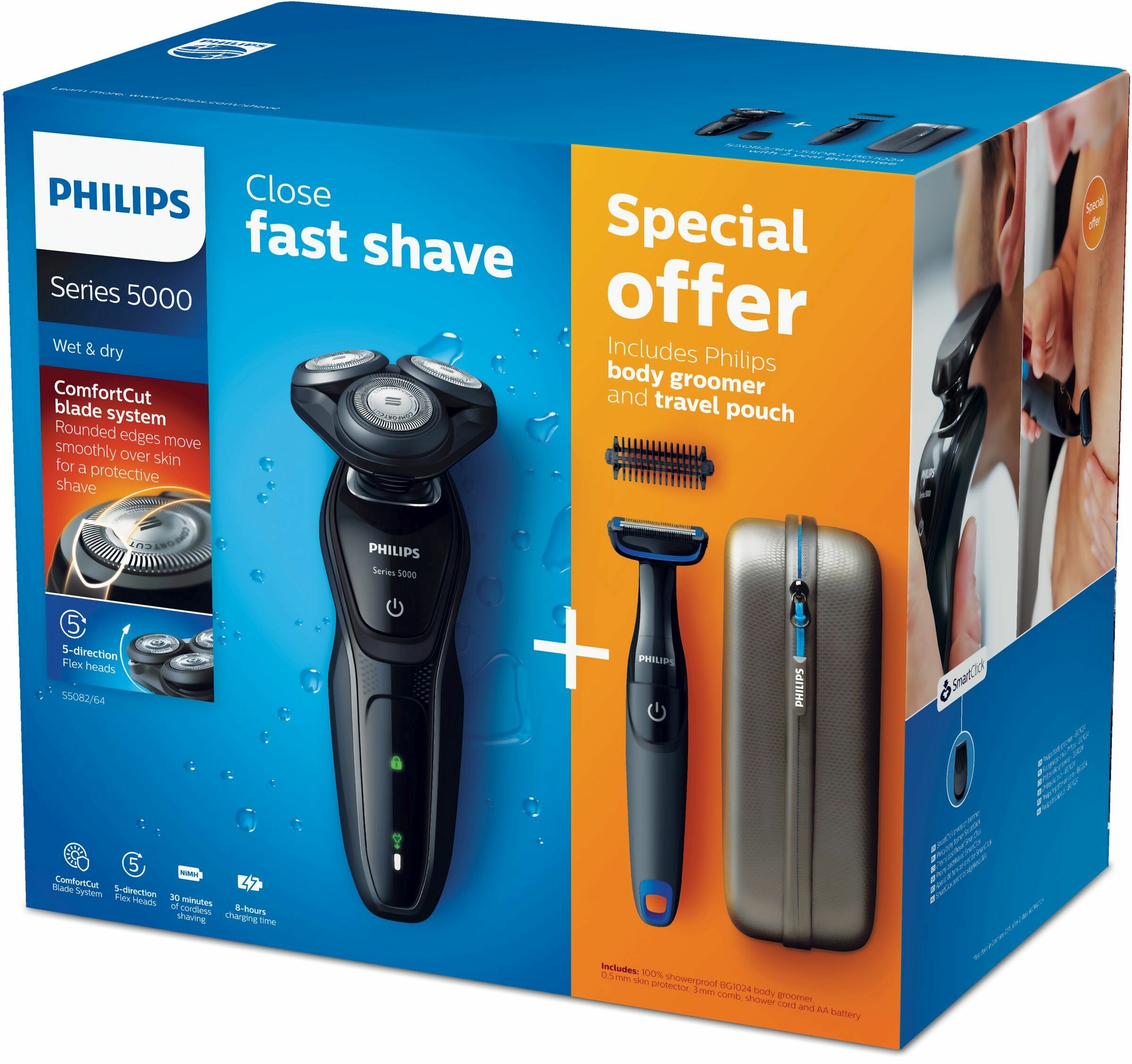 Электробритва Philips S5082/64 AquaTouch + Bodygroom, Нидерланды - фотография № 3