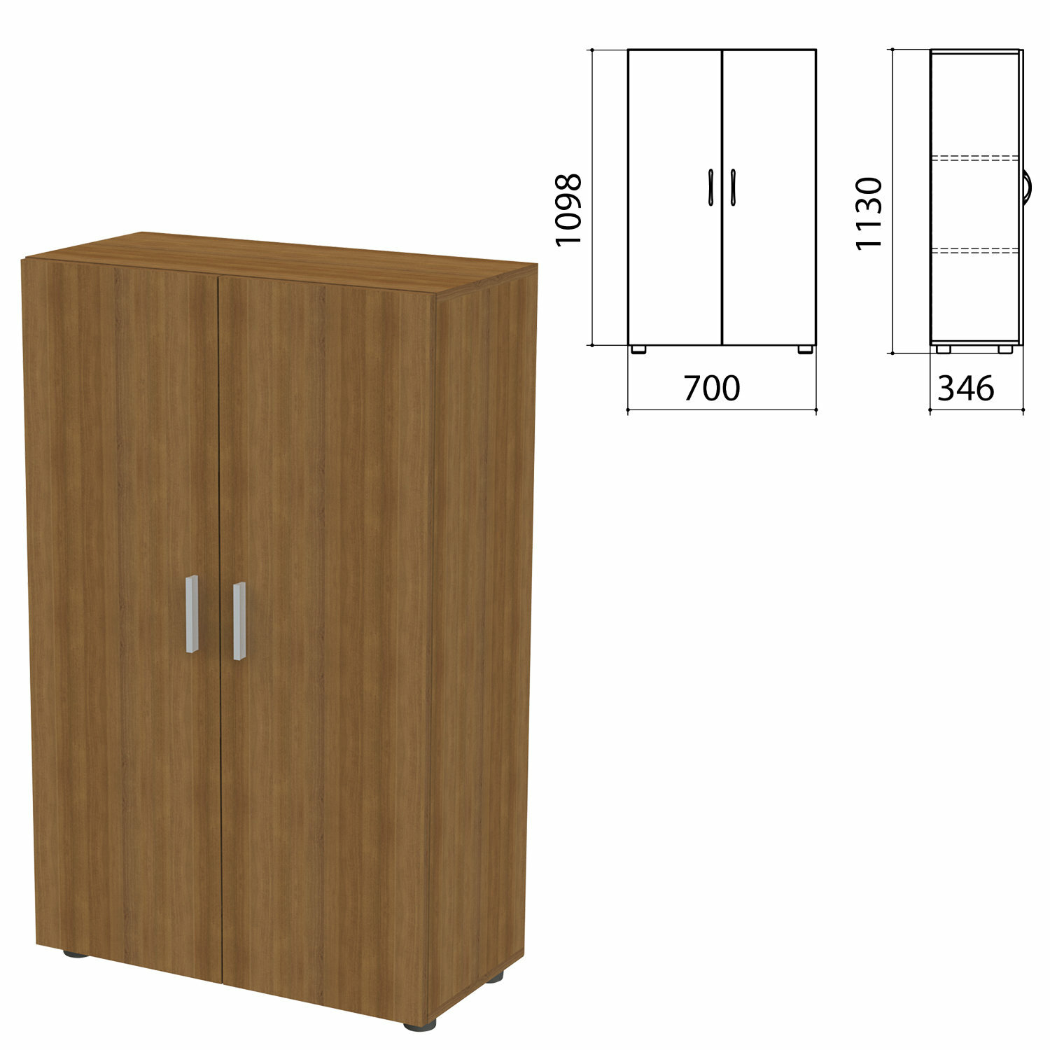 Шкаф закрытый «Канц», 700×350×1130 мм, цвет орех пирамидальный (комплект)