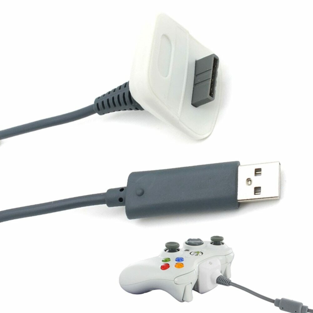 Зарядный кабель для джойстика Xbox 360 (Dedicated Charging and Connecting) 1м. Белый