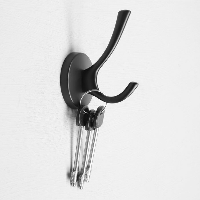 CAPPIO Крючок мебельный CAPPIO STRONG, двухрожковый, цвет черный - фотография № 2