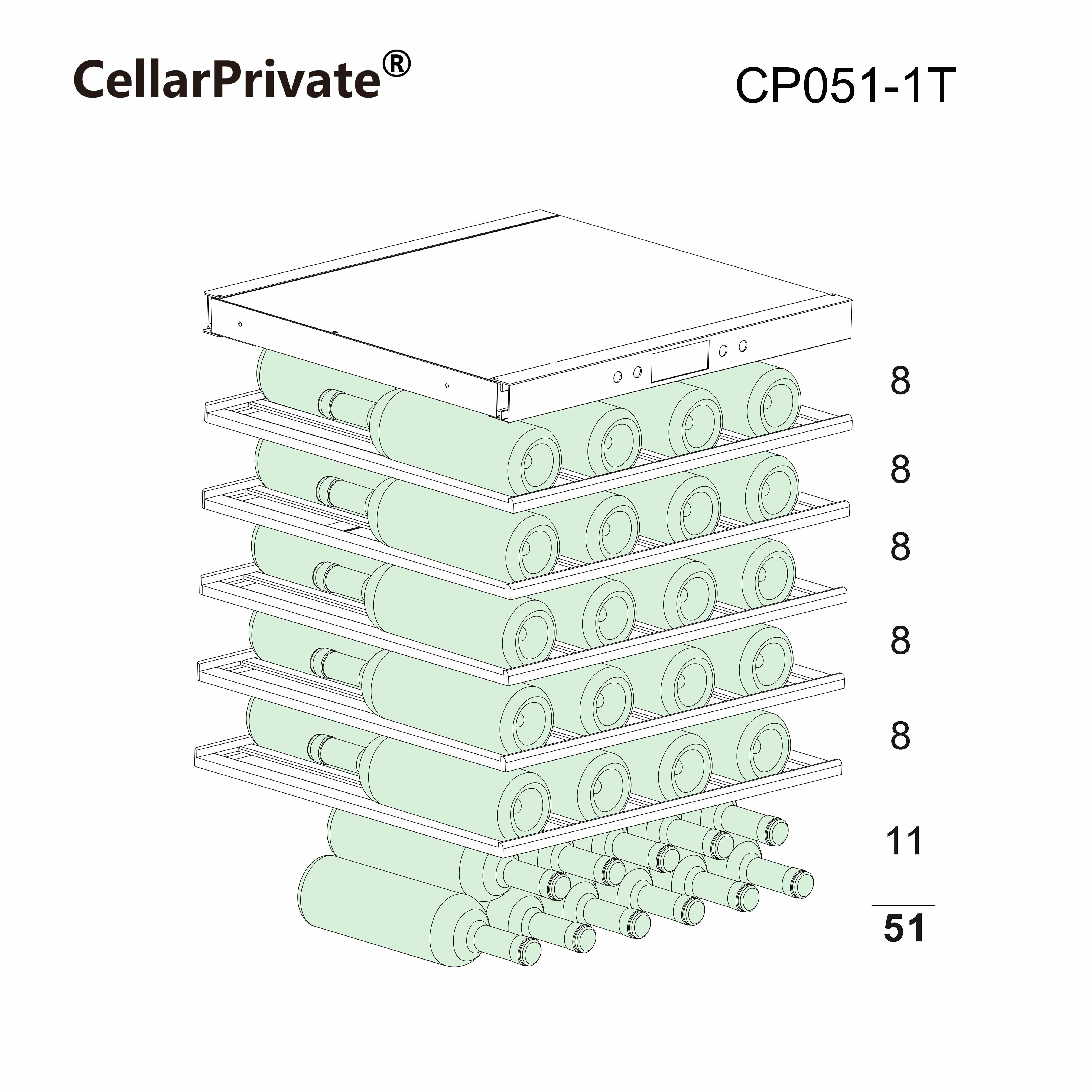 Винный шкаф Cellar Private CP051-1T, встраиваемый, однотемпературный, 51бут, серебро. - фотография № 15