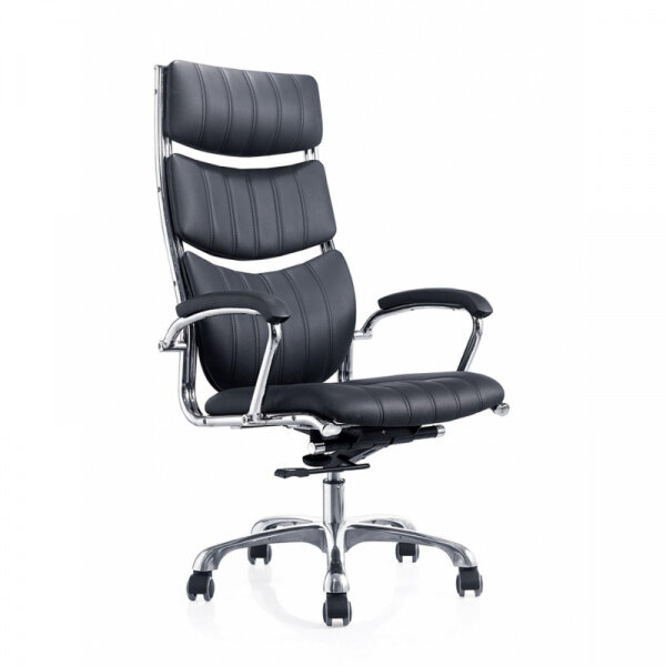 Кресло руководителя Easy Chair 520 ML кожа черная,хром