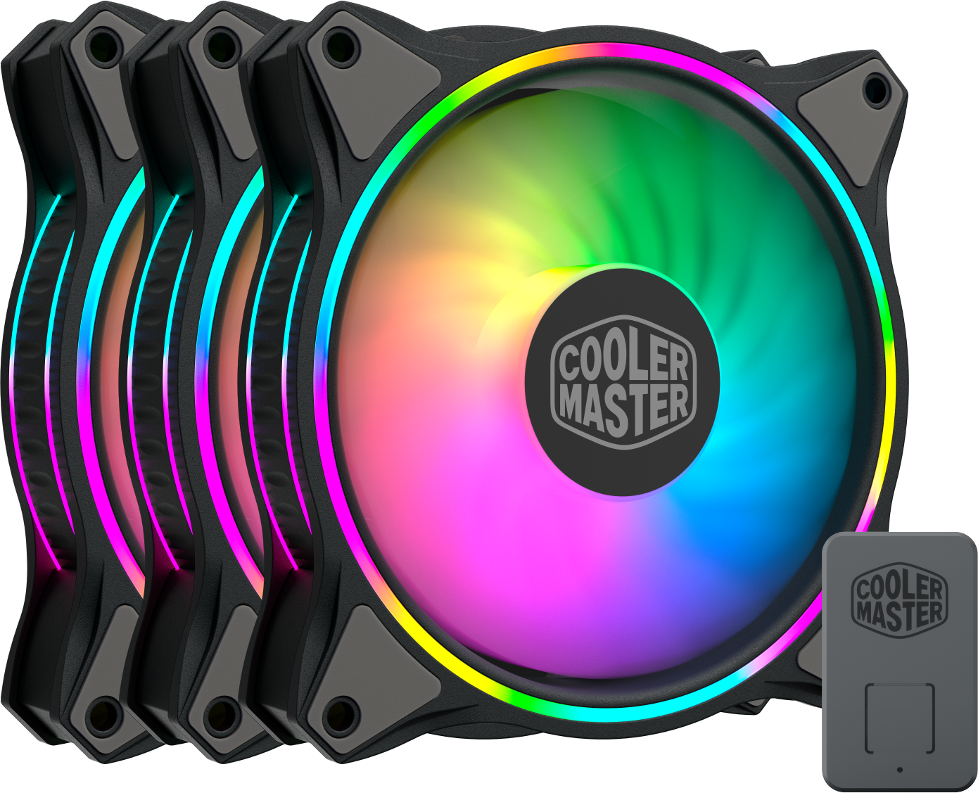 Cooler Master 3 Кулера для корпуса 1 Ватт/ Cooler Master MASTERFAN MF120 HALO, 120mm, 4-Pin (PWM), ARGB, 3 pcs + ARGB Controller