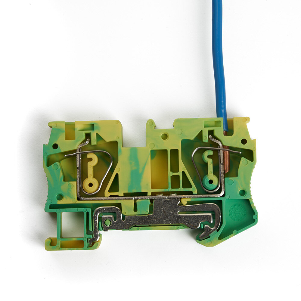 Зажим пружинный, 2-проводной проходной ЗНИ - 2,5 (JXB ST 2,5), желтый, зеленый STEKKER fr_39959 - фотография № 6