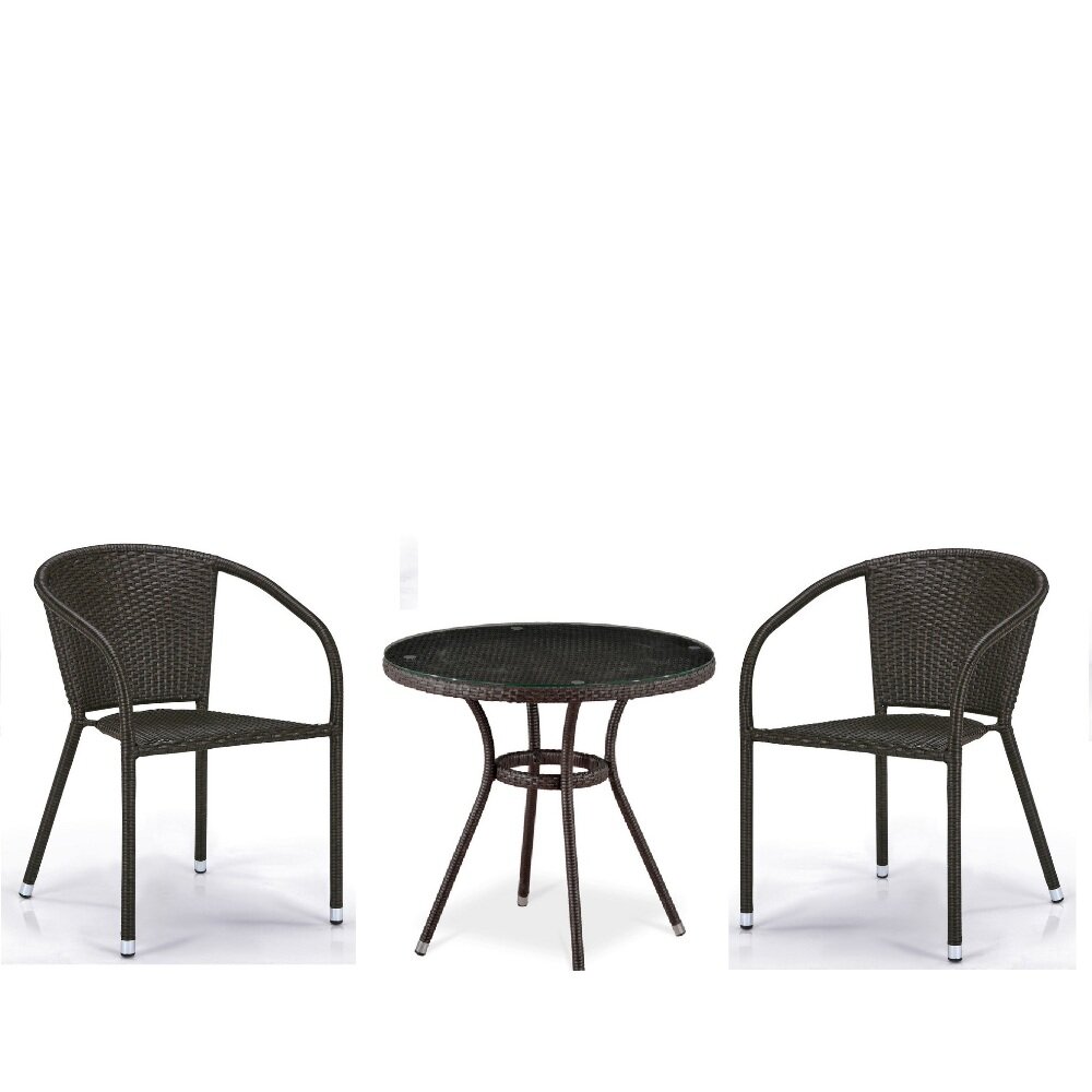 Комплект плетеной мебели T282ANT/Y137C-W53 Brown (2+1) Afina
