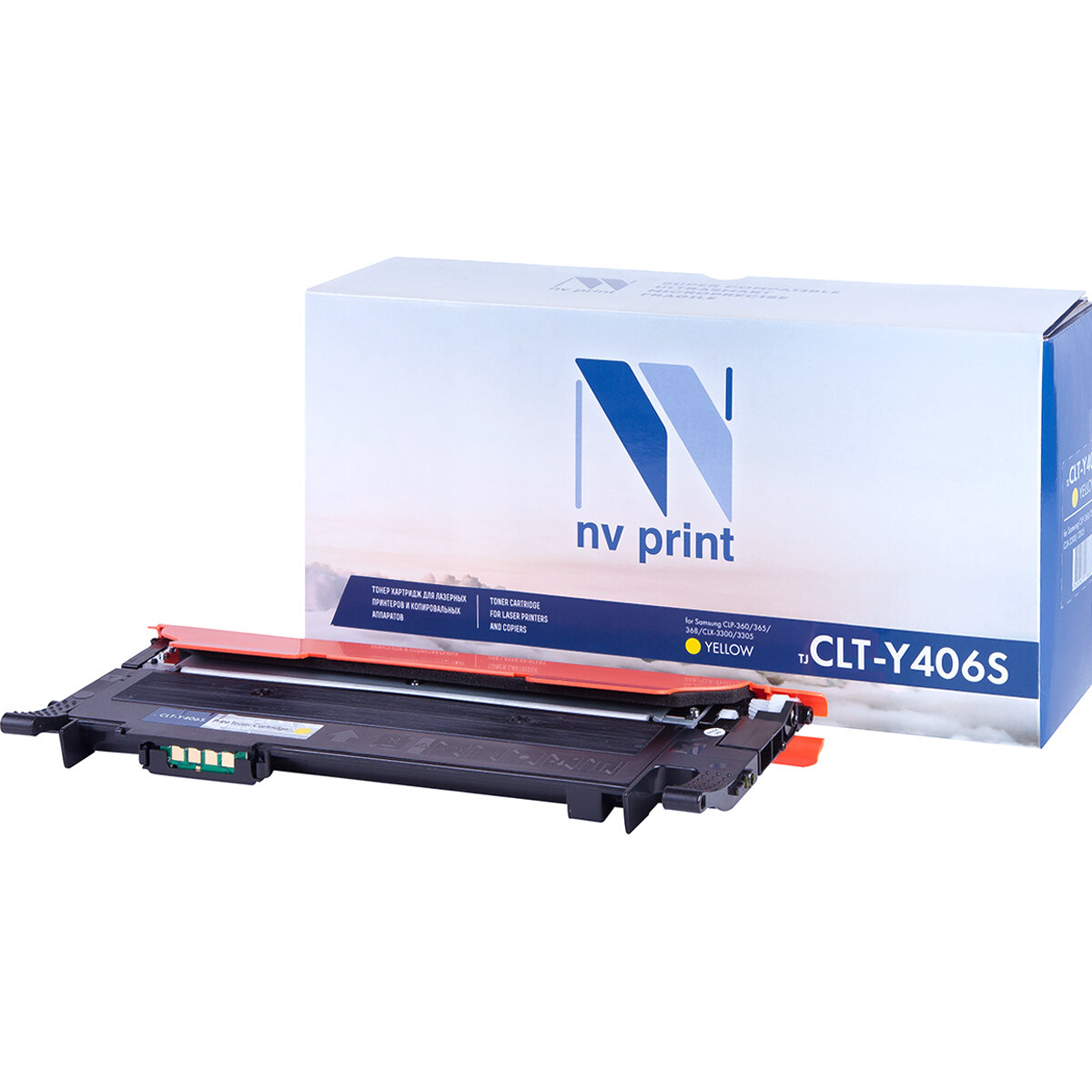 Лазерный картридж NV Print NV-CLTY406SY для Samsung CLP-360, 365, 368, CLX-3300, 3305 (совместимый, жёлтый, 1000 стр.)