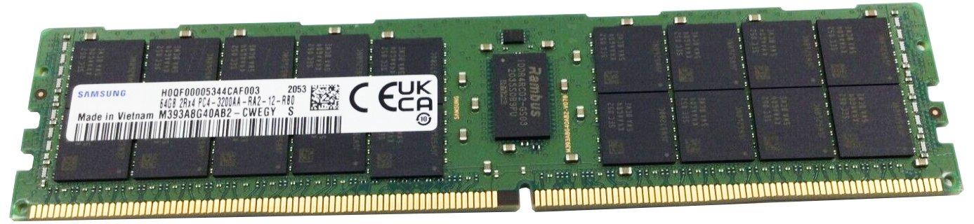 Оперативная память Samsung M393A8G40AB2-CWEGY/64GB Registered/ PC4-25600 DDR4 RDIMM-3200MHz DIMM/в комплекте 1 модуль