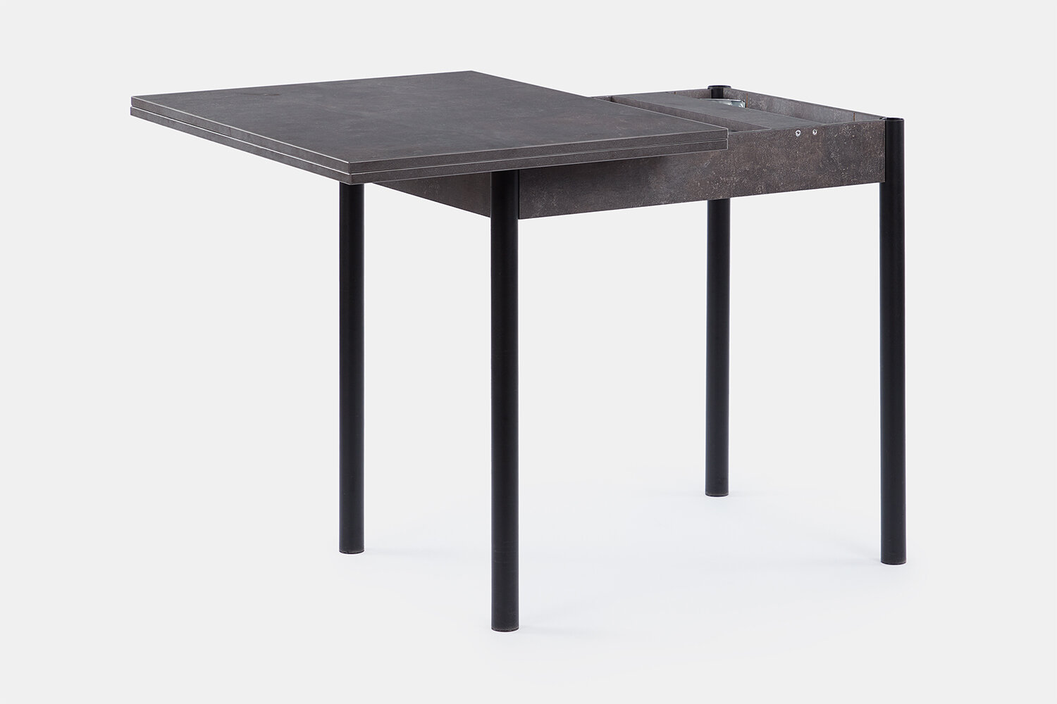 Кухонный стол раздвижной Hoff Родос, 80(120)х75х60 см, цвет ателье тёмный, чёрный муар - фотография № 5