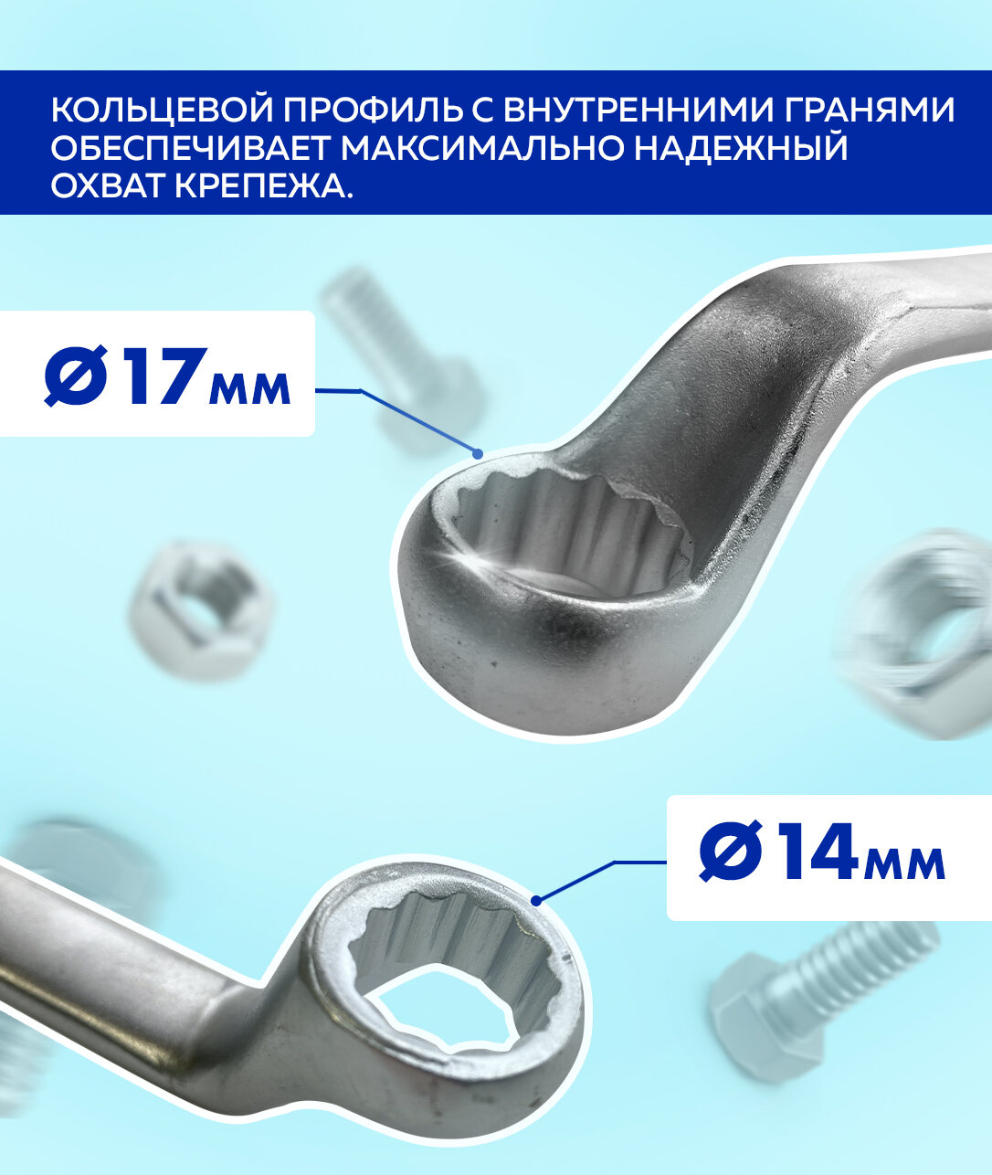 Ключ накидной, DIN838, CrV петрович (Артикул: 4100000220; Размер 14х17 мм) - фотография № 3