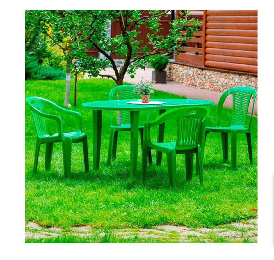 Усиленное кресло садовое 567x825x578 мм, пластик, зеленое - фотография № 2