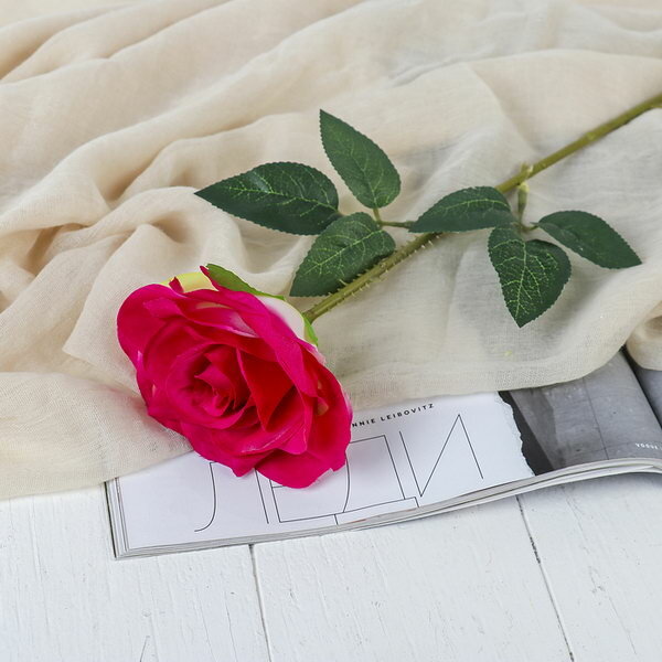 Цветы искусственные "Роза Гран При" 7*46 см малиновый