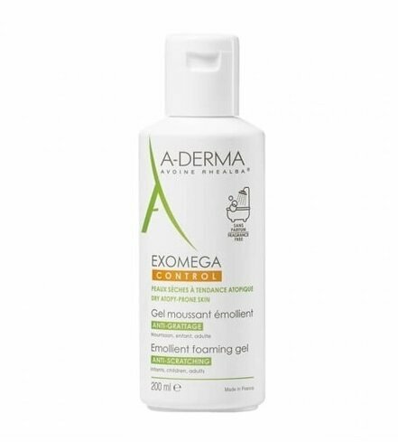 A-Derma/А-Дерма, Exomega Control Смягчающий пенящийся гель для сухой кожи / Очищающее средство для лица и тела взрослых и детей, 200 мл