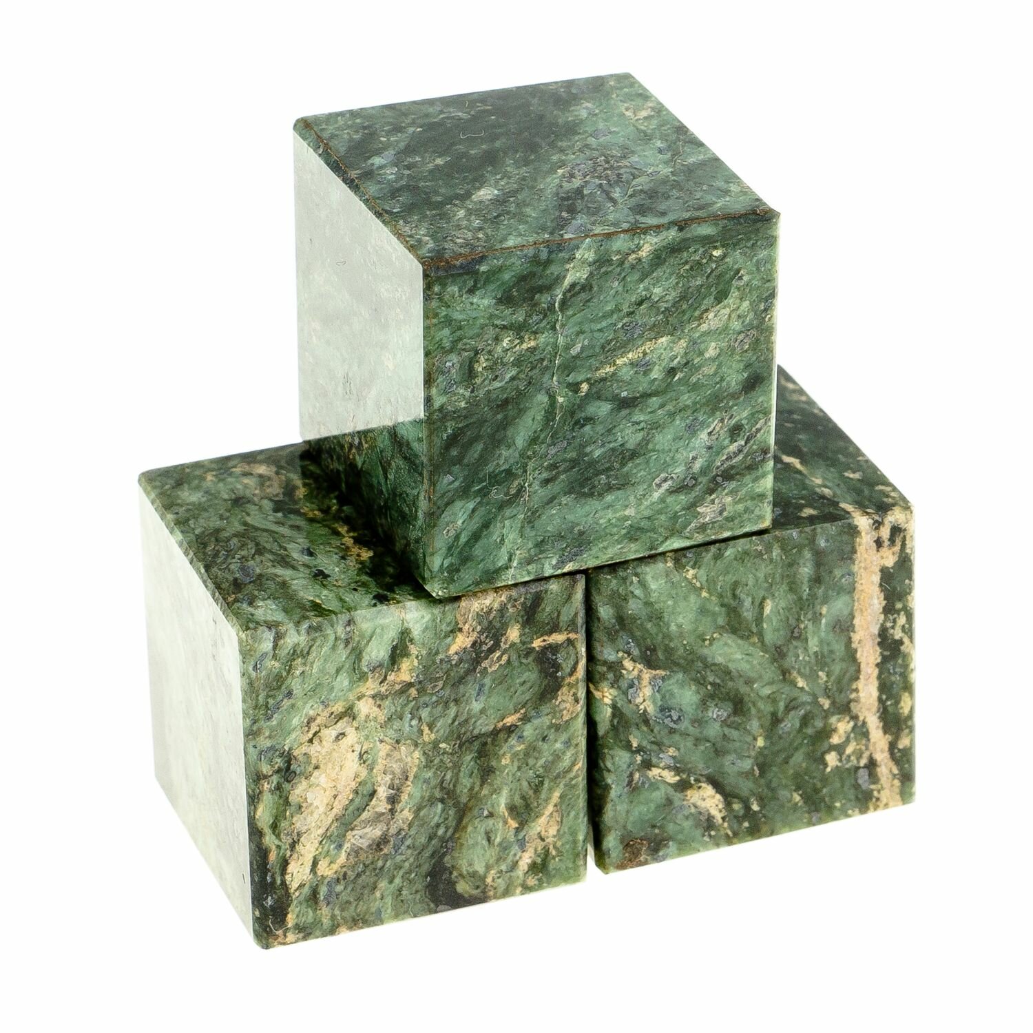 Кубик камень темно-зеленый змеевик 22 мм 123394 - фотография № 3