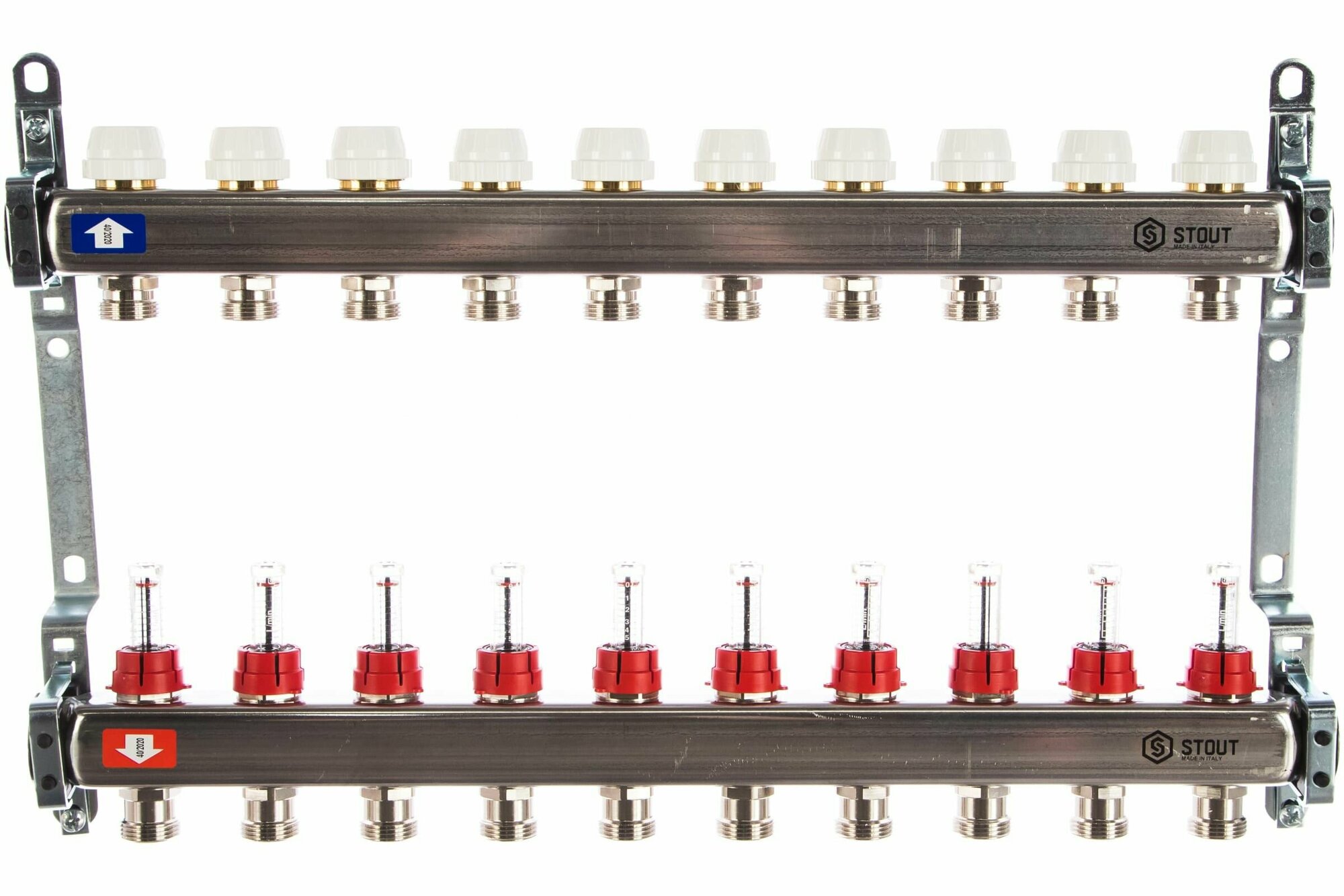 Коллектор из нержавеющей стали с расходомерами ST 10 выходов