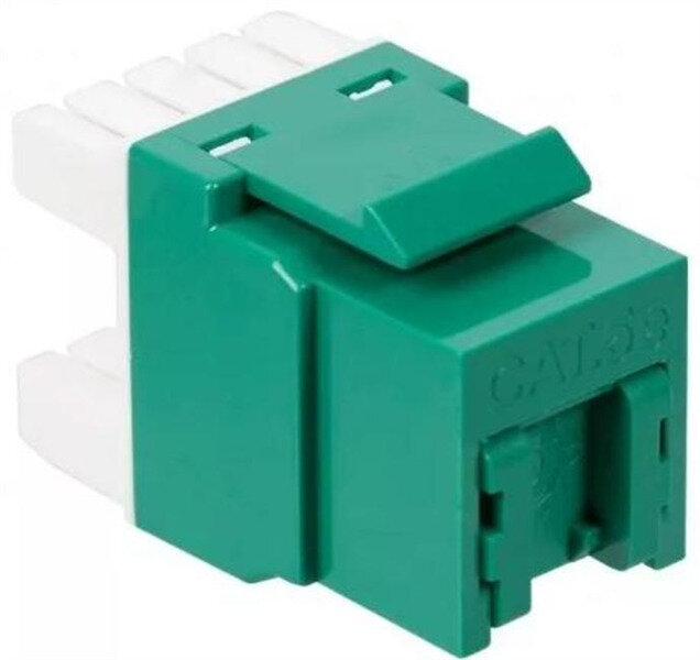 Модуль Keystone, RJ45, кат.5E, UTP, 180 градусов, со встроенной шторкой, зеленый