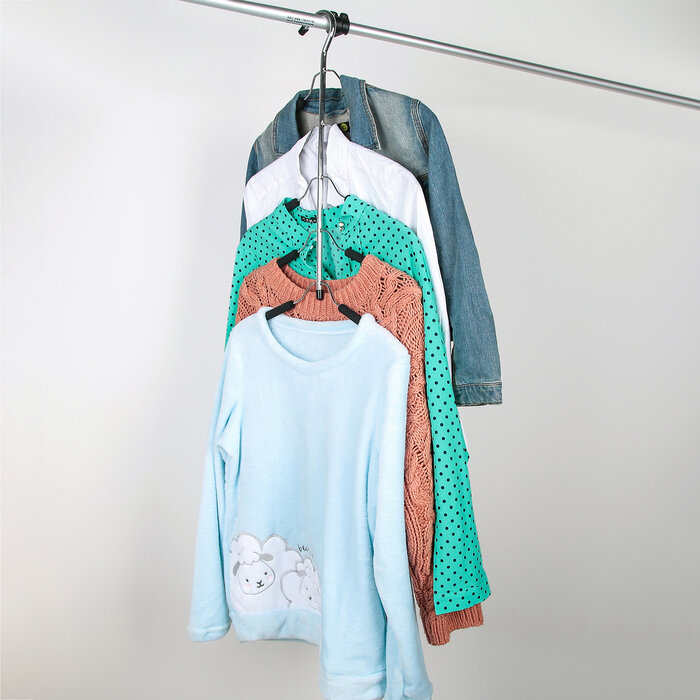 Доляна Вешалка-плечики для одежды Доляна, 5-ти уровневая, размер 40-44, антискользящее покрытие, цвет чёрный - фотография № 7