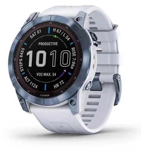 Умные часы Garmin Fenix 7X Sapphire Solar Wi-Fi титановый DLC, синий/серый 010-02541-15