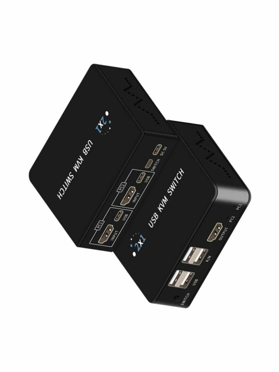 2-портовый HDMI USB KVM-переключатель 8K 60Hz с выносной кнопкой и 2я usb кабелями