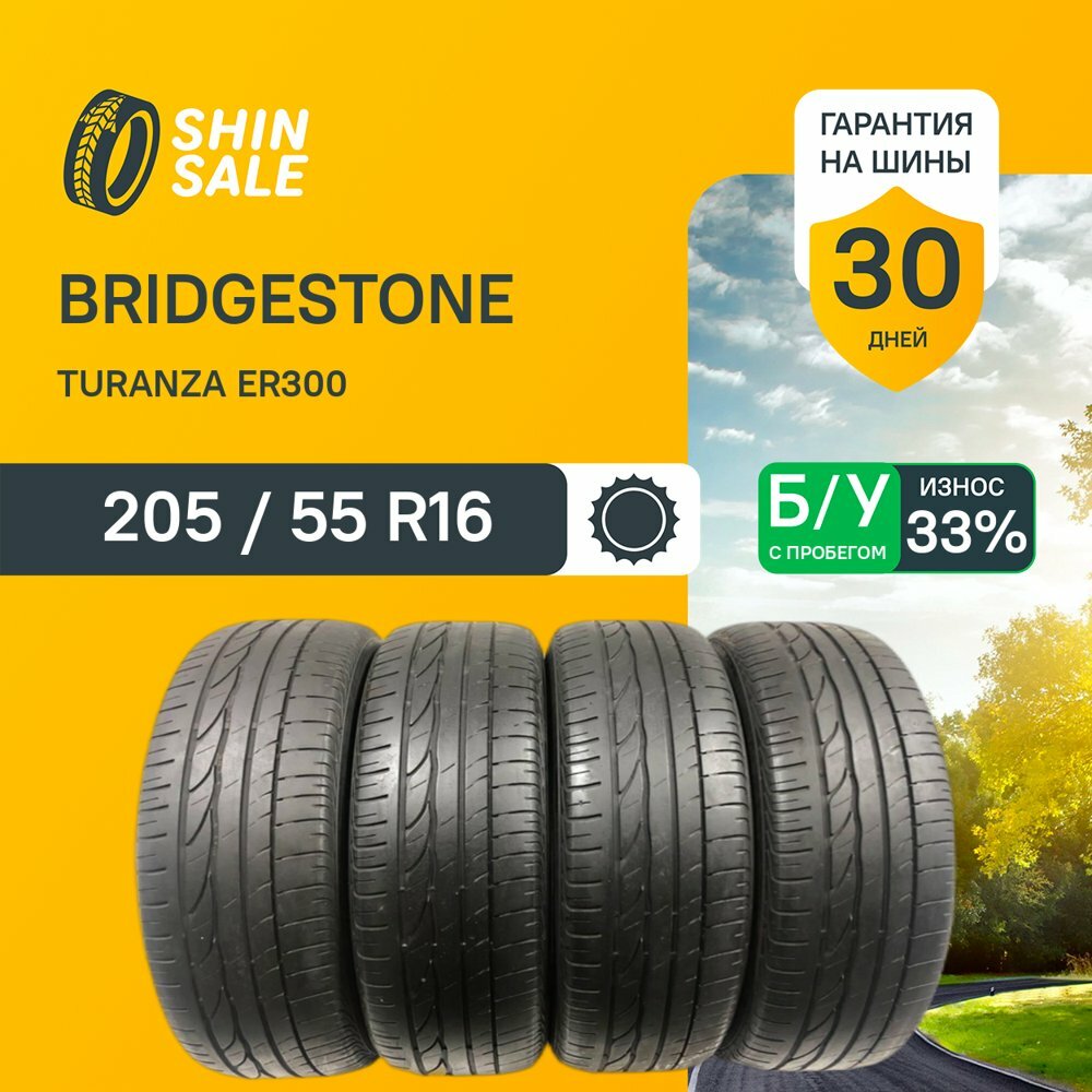 Bridgestone Turanza ER300 205/55 R16 БУ Шины Летние 2шт 33% износ T0152968