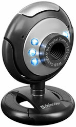 Веб-камера DEFENDER C-110, 0,3 Мп, микрофон, USB 2.0/1.1+3.5 мм jack, подсветка, регулируемое крепление, черная, 63110, 353452