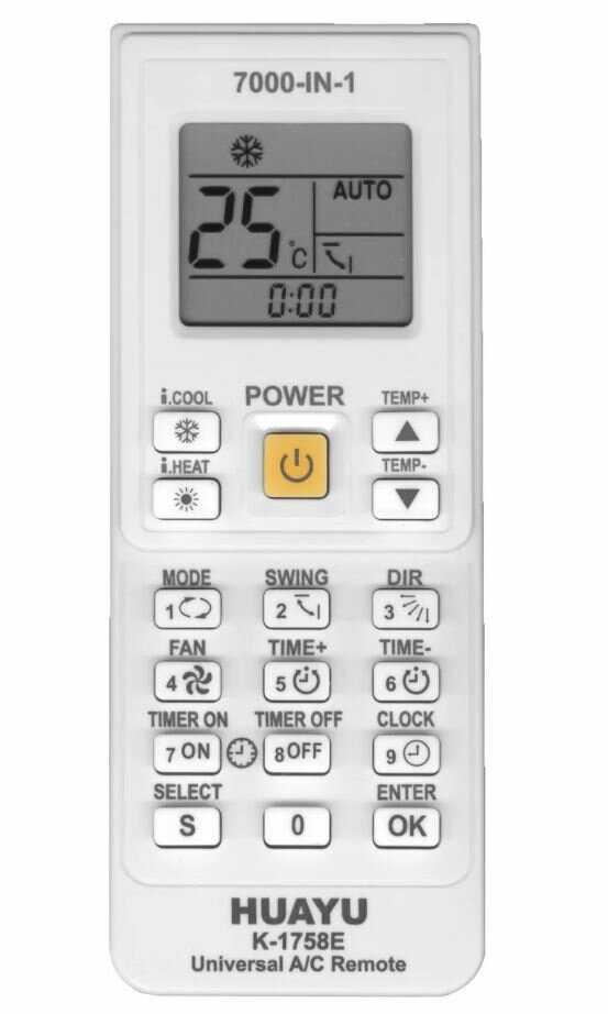Пульт для кондиционеров универсал K-1758e H0037943 (7000в1)
