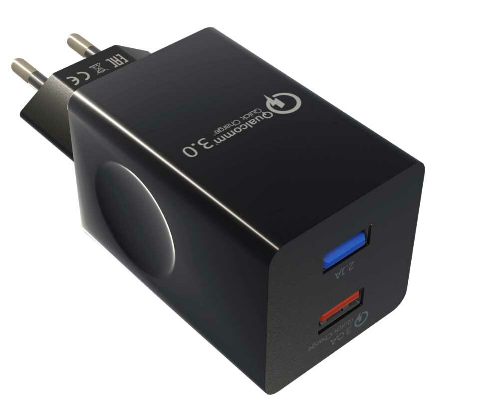 Сетевое зарядное устройство More choice Smart 2USB 3.0A QC3.0 для Type-C NC55QCa (Black)