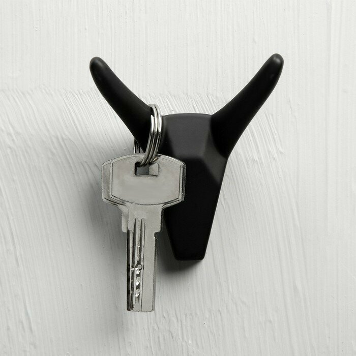 Крючок мебельный CAPPIO, двухрожковый, цвет черный - фотография № 4