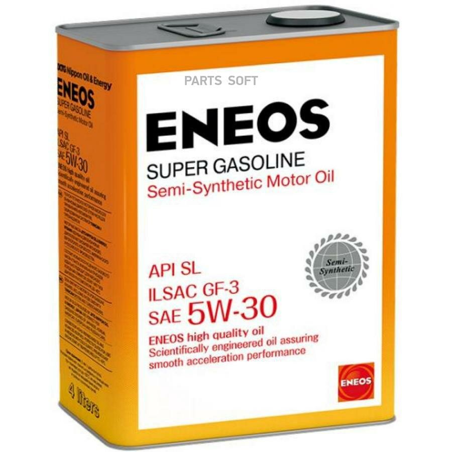 Моторное масло ENEOS 5W30 SL, 4 л, полусинтетическое - фото №1