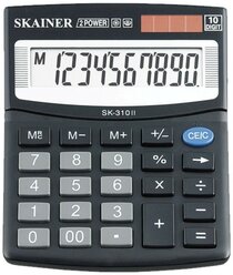 Калькулятор настольный мини SKAINER SK-310II, 10 разрядов, двойное питание, 100x124x32 мм, черный