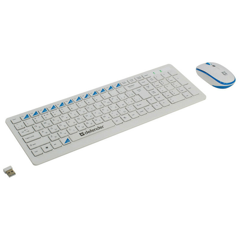 Комплект беспроводной клавиатура + мышь Defender "Skyline 895", белый, 260535