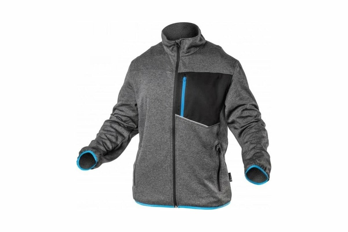 фото HOEGERT TECHNIK Nister толстовка рабочая серый меланж/синяя s (48) HT5K900-S