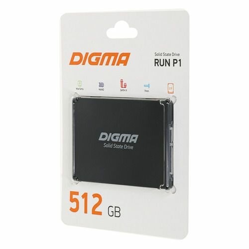 SSD накопитель Digma Run P1 DGSR2512GP13T 512ГБ, 2.5", SATA III, SATA, rtl