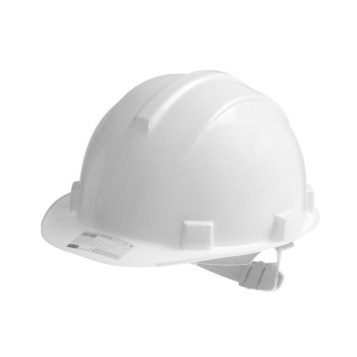 Каска защитная, для строительно-монтажных работ, с пластиковым оголовьем, белая - фотография № 1
