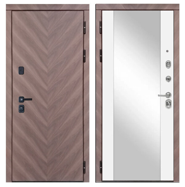 Входная дверь Дива МД-98 Зеркало Белый софт 960х2050 Петли слева