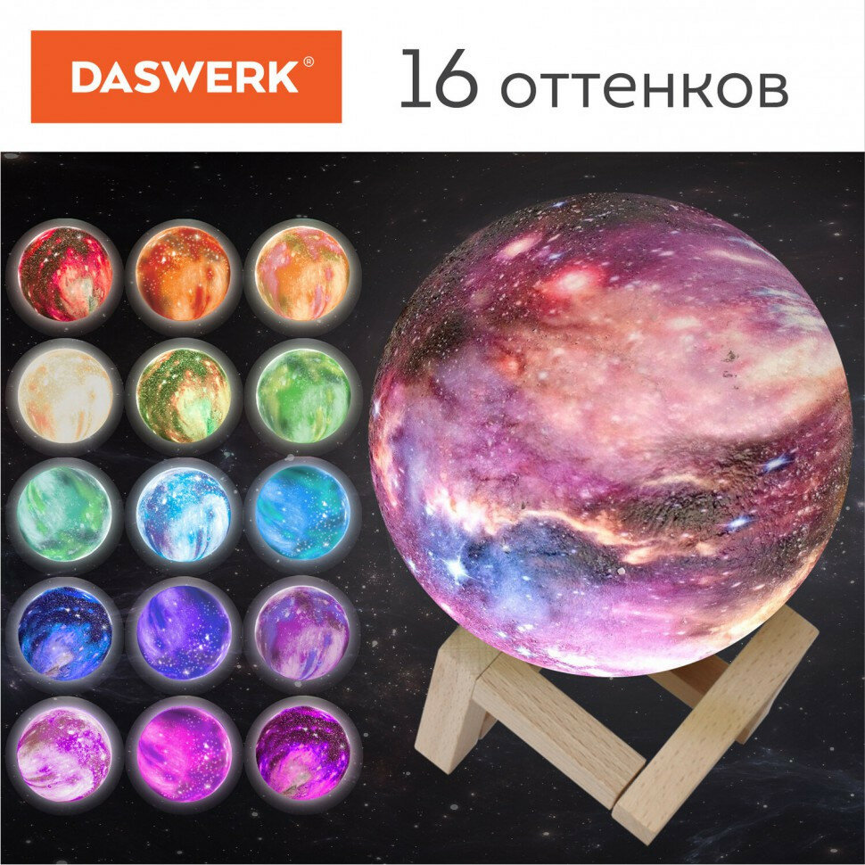 Ночник / светильник / LED лампа Вселенная 16 цветов d=15 см с пультом DASWERK 237953 (1) - фотография № 3