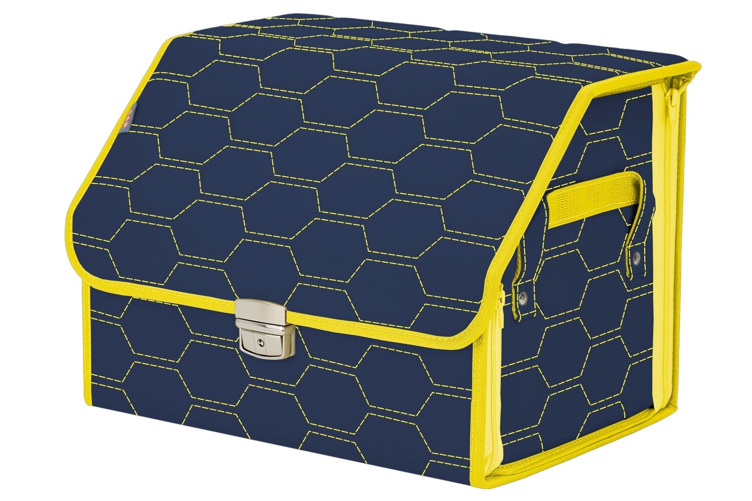 Органайзер-саквояж в багажник "Союз Премиум" (размер M). Цвет: синий с желтой прострочкой Соты.
